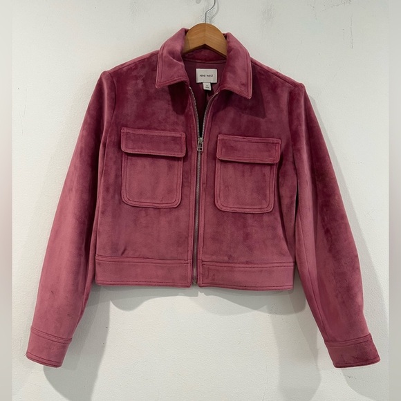 Nine West Velvet Crop Jacket Woman's
Size S Full Zip Pink Pockets Coat - Picture 1 of 10
